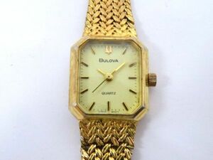 ♪hawi1702-1 573 BULOVA ブローバ 9063-5020 QZ クォーツ ゴールドカラー レディースウォッチ 腕時計 腕周約17.5cm 稼働