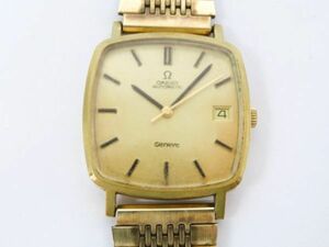 ♪hafn1697-2 545 OMEGA オメガ Geneve ジュネーブ ゴールド文字盤 自動巻 デイト メンズ 腕時計 腕周り約16.5cm 稼働