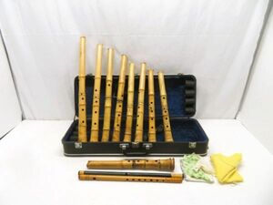 hafn1697-3 519 сякухати бамбук . ателье кото старый . бамбук . традиционные японские музыкальные инструменты деревянный духовой инструмент традиция изделие прикладного искусства 8шт.@+3шт.@ дополнение совместно с футляром 