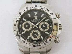 !hayy1688-1 566 STEFANO VALENTINO Valentino CG100-M black face QZ chronograph men's wristwatch arm circumference approximately 18cm operation 