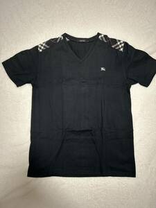 BURBERRY BLACK LABEL バーバリーブラックレーベル　Tシャツ 半袖 カットソー チェック サイズ3 L 大きいサイズ ホースロゴ 肩チェック