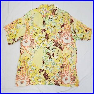 □SUN SURF/サンサーフ 半袖 アロハシャツ M/メンズL相当/クリーム×イエロー/花柄/開襟シャツ/ヴィンテージ&1989300005