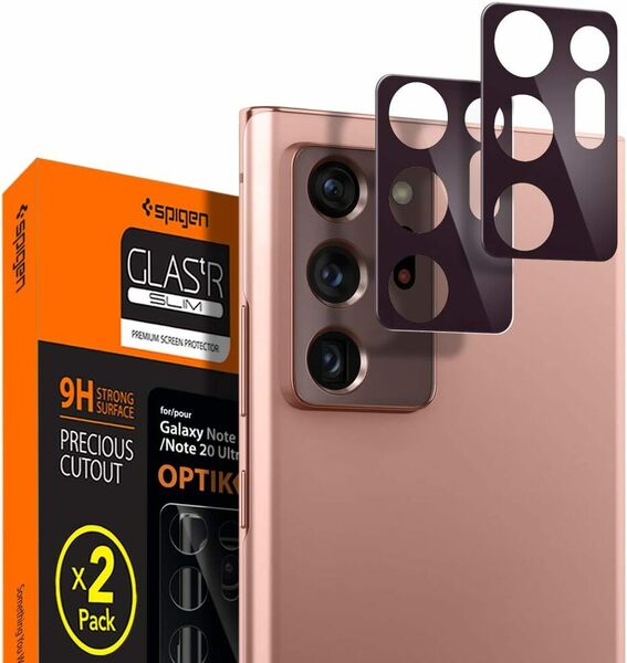 Spigen Glas tR Optik Galaxy Note 20 Ultra 用 カメラフィルム 保護 ギャラクシー Note20 Ultra 用 カメラ レンズ ブロンズ 2枚入