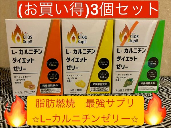 (新品)3箱まとめ売り　L-カルニチン　ダイエットゼリー　3種風味セット