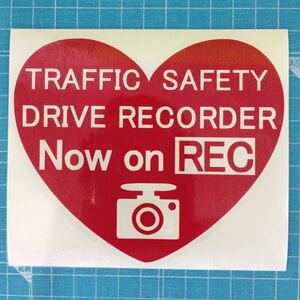 送料無料 ドライブレコーダー ハート ステッカー 赤 Now on REC ドラレコ16 ヘラフラ usdm ハワイ 交通安全