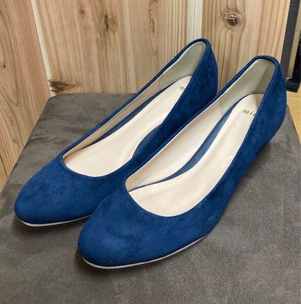 minia パンプス ヒール4cm ネイビー Lサイズ