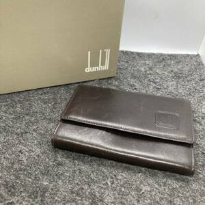 KO132□dunhill ダンヒル レザー 6連 キーケース レザー ブラウン ボタン開閉 箱付き