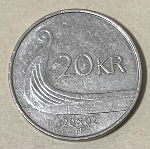 ノルウェー　20クローネ　2002年　外国コイン