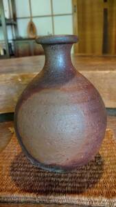  is good .*** human national treasure Fujiwara male Bizen kiln change sake bottle ( also box none )