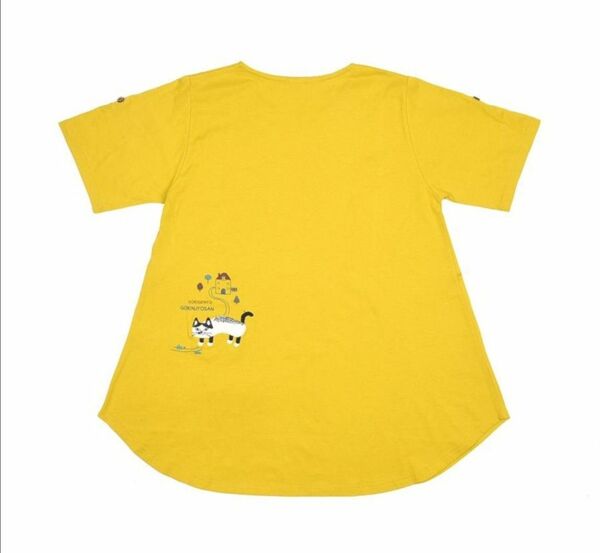 イエロー　ネコ　猫　ねこ　半袖Tシャツ　クスグル　かわいい　マチルダ　クスグルジャパン　おしゃれ 半袖 Tシャツ カットソー