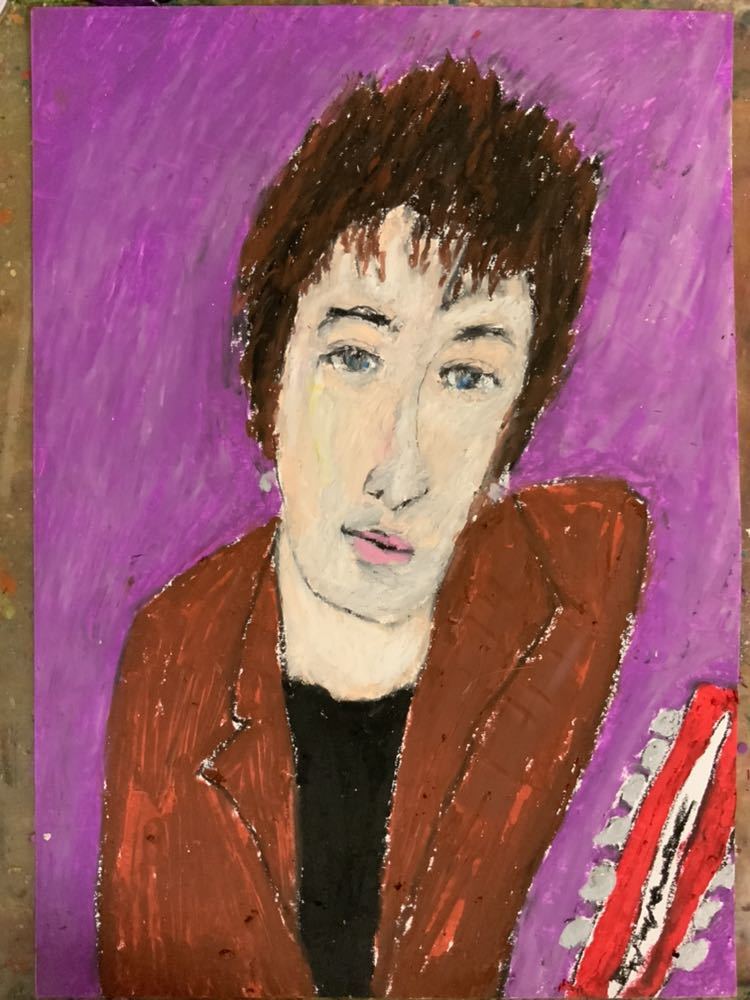 Künstler Hiro C Original Rock Guitarist's Dream, Kunstwerk, Malerei, Pastellzeichnung, Buntstiftzeichnung