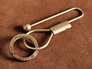 ブラスワイヤー キーホルダー（オリジナルリング） 真鍮 カラビナ 二重リング キーフック キーチェーン ベルトループ ゴールド 金属