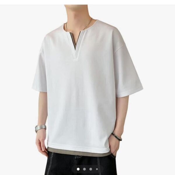 Tシャツ 夏服 メンズ 半袖tシャツ メンズ カジュアルVネックビッグt 無地 大きい おおきい サイズ 軽い 柔らかい シルエット