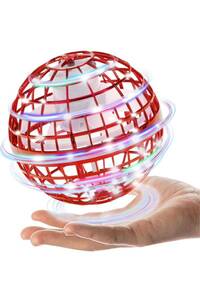 フライングライトボール 飛行ボール ジャイロ UFO ドローンおもちゃ 360°回転 LED付き 子供のプレゼント (赤)