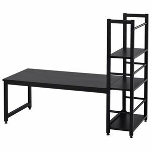[ black ]H type PC desk low type one body rack attaching desk Work desk wooden study desk 