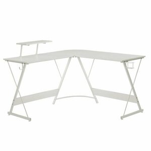 [ white ] computer desk L character desk PC desk ge-ming desk writing desk simple stylish shelves attaching side hook attaching do