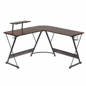 [ Brown ] компьютерный стол L знак стол PC стол ge-ming стол письменный стол простой модный полки есть боковой крюк имеется do