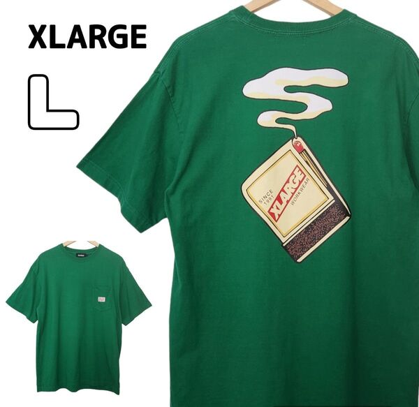 XLARGE エクストララージ バックプリント マッチ 半袖Tシャツ L 古着