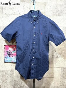  стандартный Polo Ralph Lauren короткий рукав кнопка down рубашка XS темно-синий 165/88A POLO RALPH LAUREN