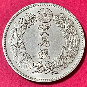 銀貨 貿易銀　明治10年　大日本 硬貨 古銭 貿易銀 コイン 竜 一円銀貨 蔵品 龍 
