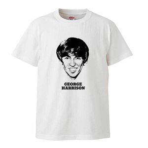 【XSサイズ 白Tシャツ】ジョージ・ハリスン George Harrison ビートルズ BEATLES 染み込みプリント バンドTシャツ 60s レコード CD