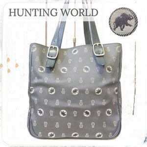 HUNTING WORLD　ハンティングワールド キャンバス レザー ハンドバッグ トートバッグ 肩掛け　 レザー