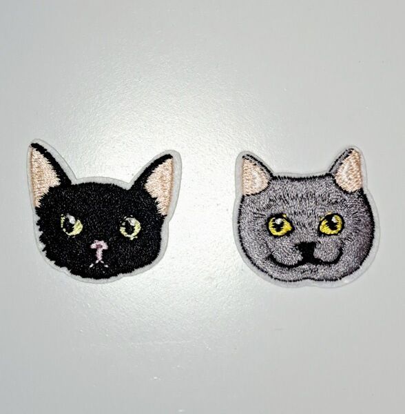 アイロンワッペン 刺繍アイロンワッペン 猫 2種