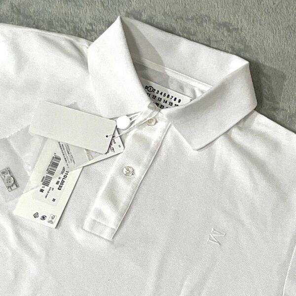 新品タグ付 メゾンマルジェラ 22SS ポロシャツ 刺ロゴ Ｍ 白 レディース