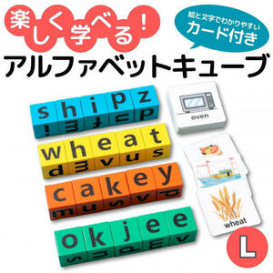 英語 英単語 カード アルファベット キューブ 木製 パズル スペル 知育玩具　Lサイズ　こども英語