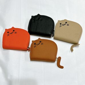 ネコ　グレー　猫　ミニ　カードケース　財布　ウォレット　ミニマリスト　小型
