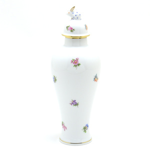 ヘレンド ミルフルール・1,000の花 花瓶(06583) 蓋付き飾り壺 兎飾り 花活け 手描き 磁器製 花器 飾り物 ハンガリー製 新品 Herend