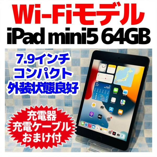 美品 WiFi iPad mini5 ミニ第5世代 本体 64GB 593 スペースグレイ