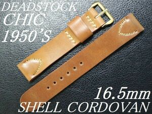 [16.5. tea ] dead stock 1950*S [CHIC] shell cordovan horse leather leather antique Vintage wristwatch belt band 
