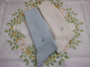 dunhill Dunhill men's casual socks / socks 2 pair 25~27. white color & light blue with logo embroidery 