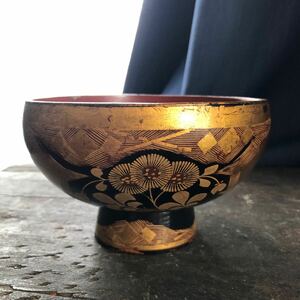  юг часть . чашка Edo времена лаковый золотой . дерево чашка 