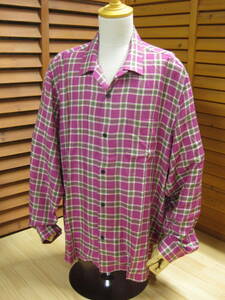 Y送料無料 △581美品【 シュプリーム】19SS タグ 販売証明書付 Plaid Rayon Shirt オープンカラー　長袖 チェック シャツ ピンク系 SIZE XL