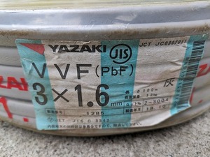 YAZAKI　電線　VVF　3×1.6　長さ100M　長期保管品　＊KS413