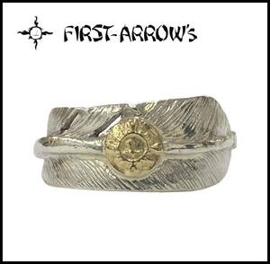 FIRST ARROW’S FIRST ARROWS ファーストアローズ r-094 K18 ゴールド 太陽神 メタル シルバー イーグル フェザー リング 指輪 S 12号