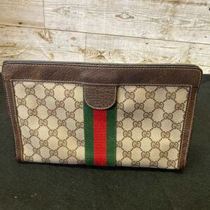 Q696 GUCCI PARFAMS セカンドバッグ クラッチバッグ PVC ヴィンテージ 