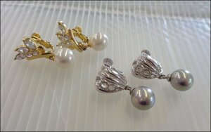 Bana8*2 set *AVOn/ Avon pearl / Stone earrings silver / Gold accessory ⑥