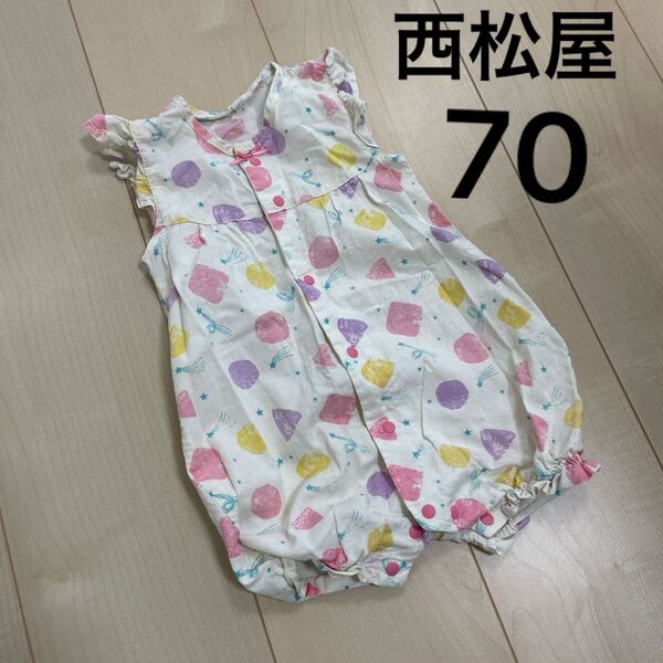 ロンパース 西松屋 70 女の子 半袖 ノースリーブ