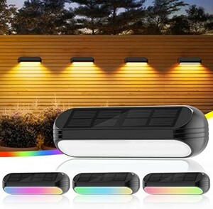 ■送料無料■PUAIDA ソーラーガーデンライト屋外 パスライト RGB&三色LED IP65防水 装飾ライト4個セット 庭/階