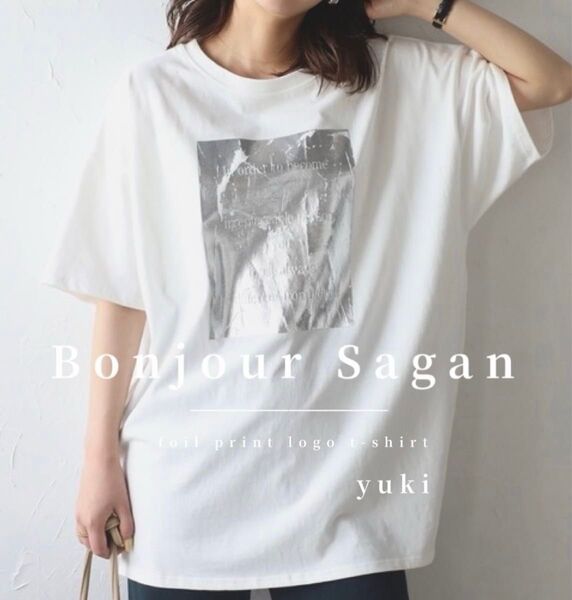 【新品/タグ付き】Bonjour Sagan 箔プリントロゴTシャツ o