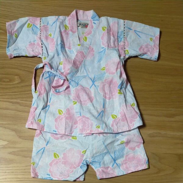 95cm 甚平 女の子 キッズ 花柄 浴衣