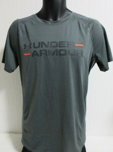 #2 short sleeves # man T-shirt # Under Armor Men's shirt /USED/ⅩL/. gray / rubber print 