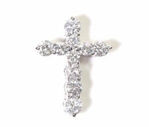 Y-102*Pt900 diamond 0.50ct Cross pendant top 