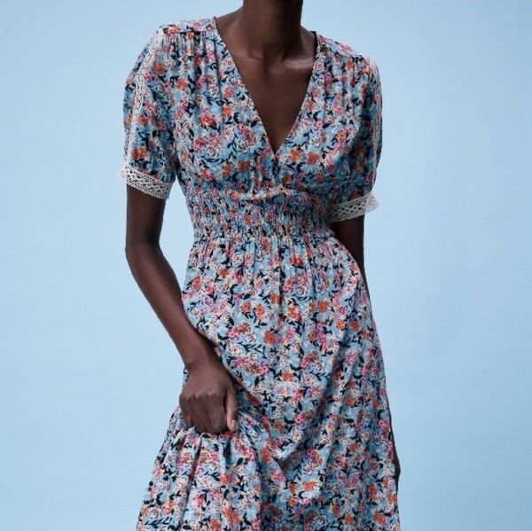 ZARA ワンピース 花柄 レース