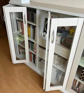 6293 white wood bookcase 4 sheets door width 106 depth 26 cabinet glass door 