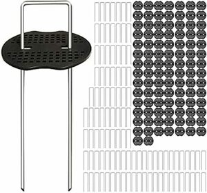 防草シート 固定ピン 100本セット 黒丸付き AOKKR Uピン 杭 人工芝固定用 園芸用20cm*4cm*20cm