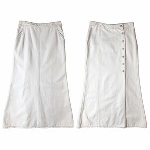 (D) CHANEL Chanel 03C here button long skirt 36 white group (ma)